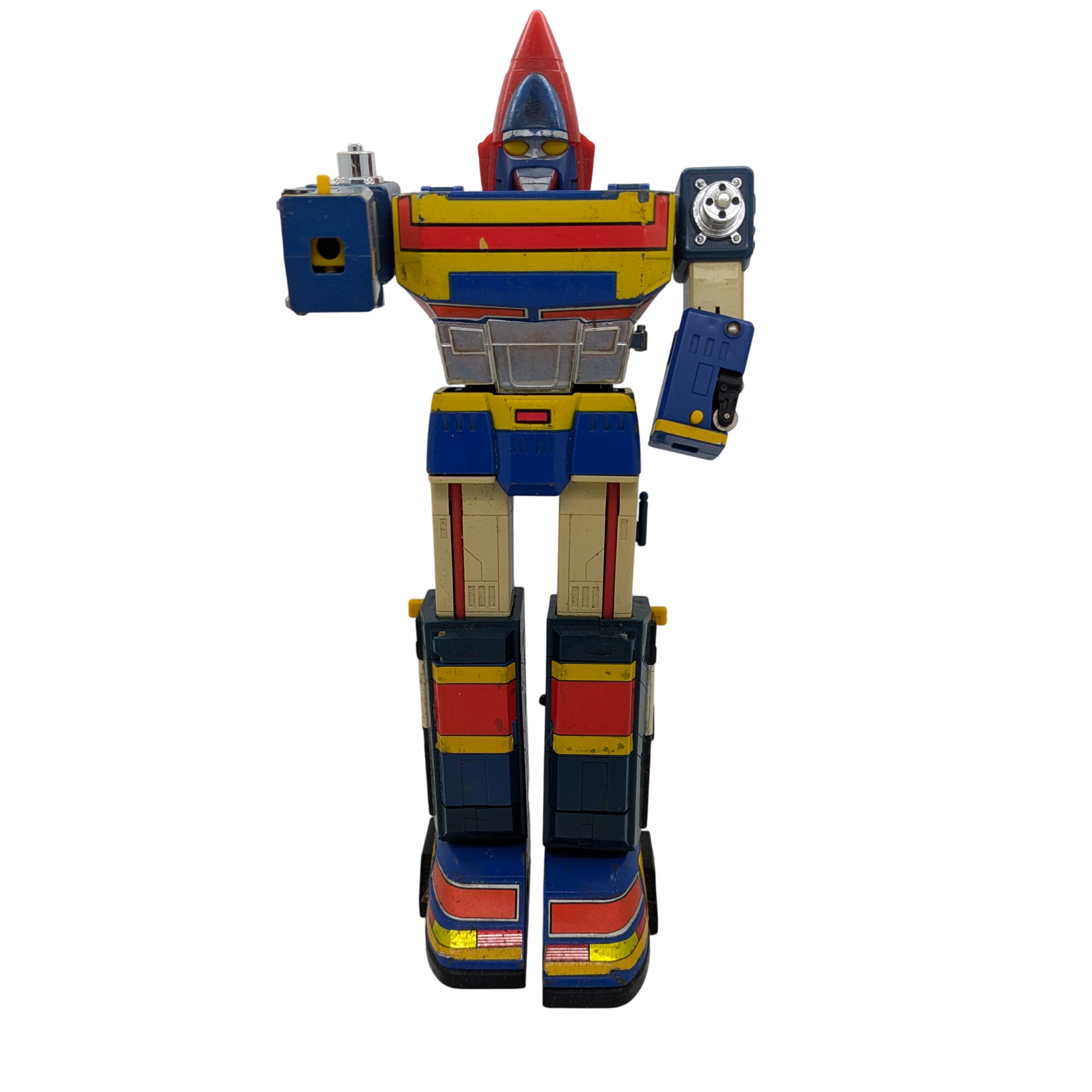 Vintage robot CHANGEMAN BANDAÏ 1985 H: 27 cm incomplet Bon état -  reconditionné disponible sur Label Emmaüs